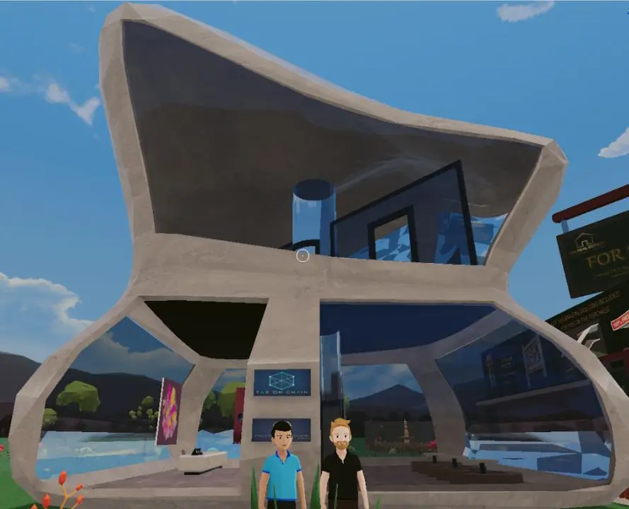 blog image - screenshot of Tax On Chain office in Decentraland